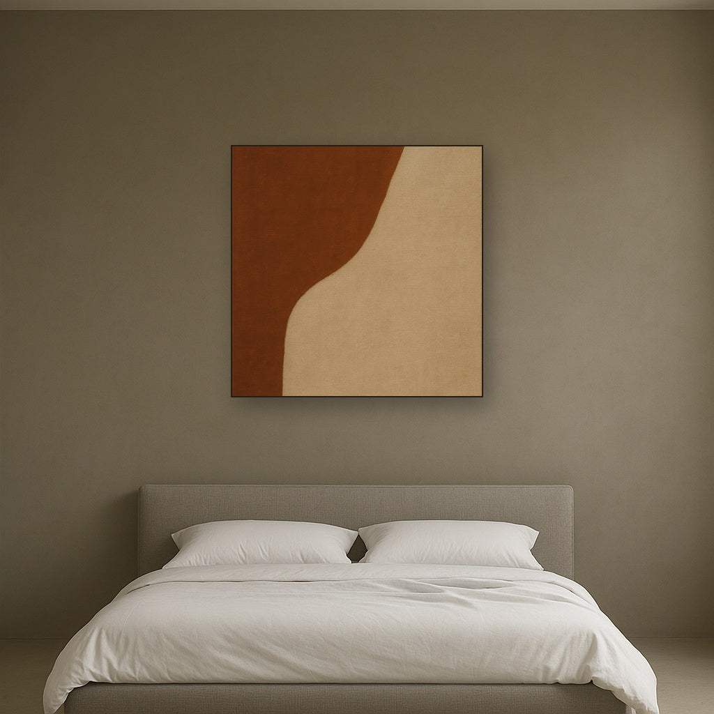 Burnt Umber & Greige Duet No. 7 - Modern Fine Art Oil Painting - View 3