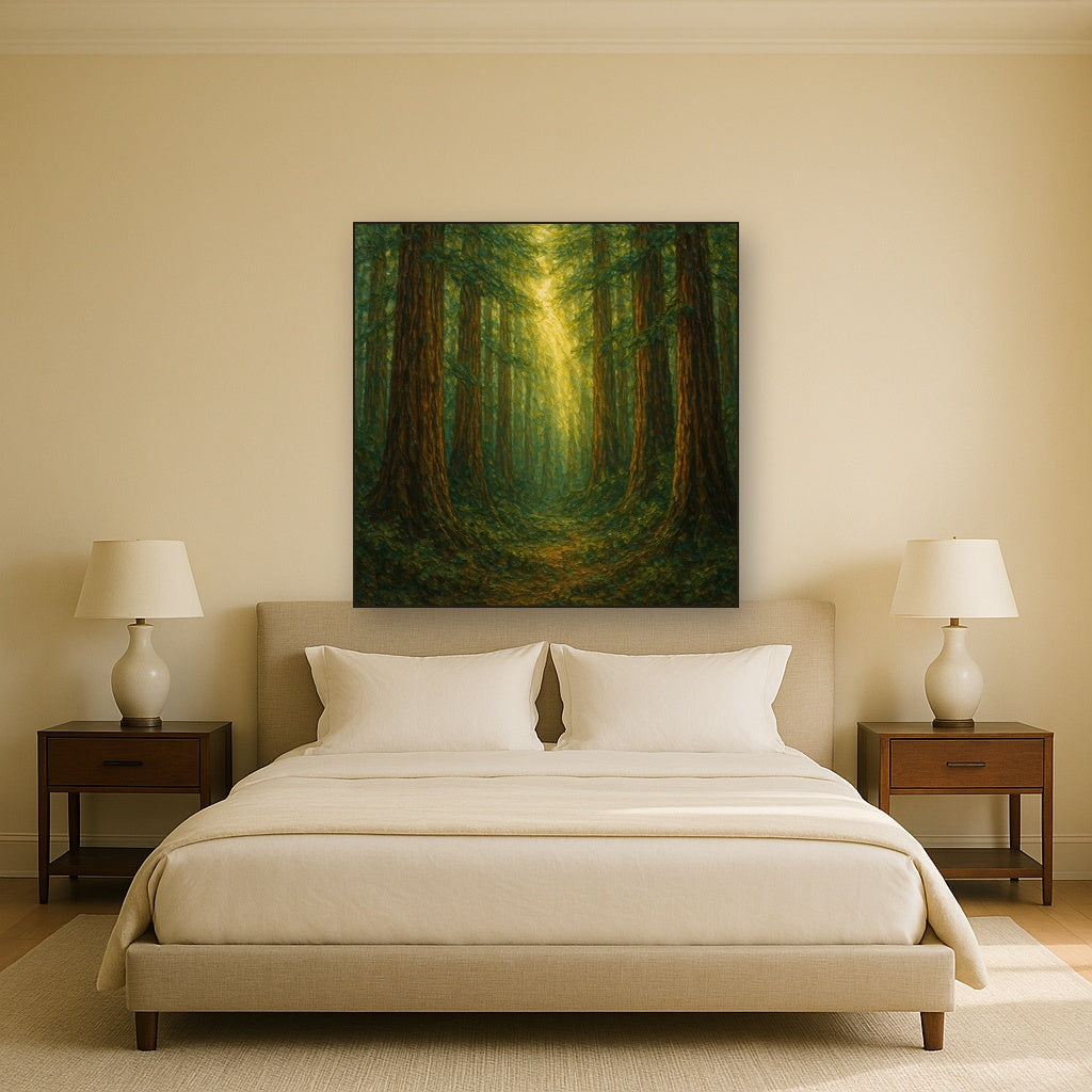 Redwood Canopy Cathedral Landscape Oil Painting - View 3