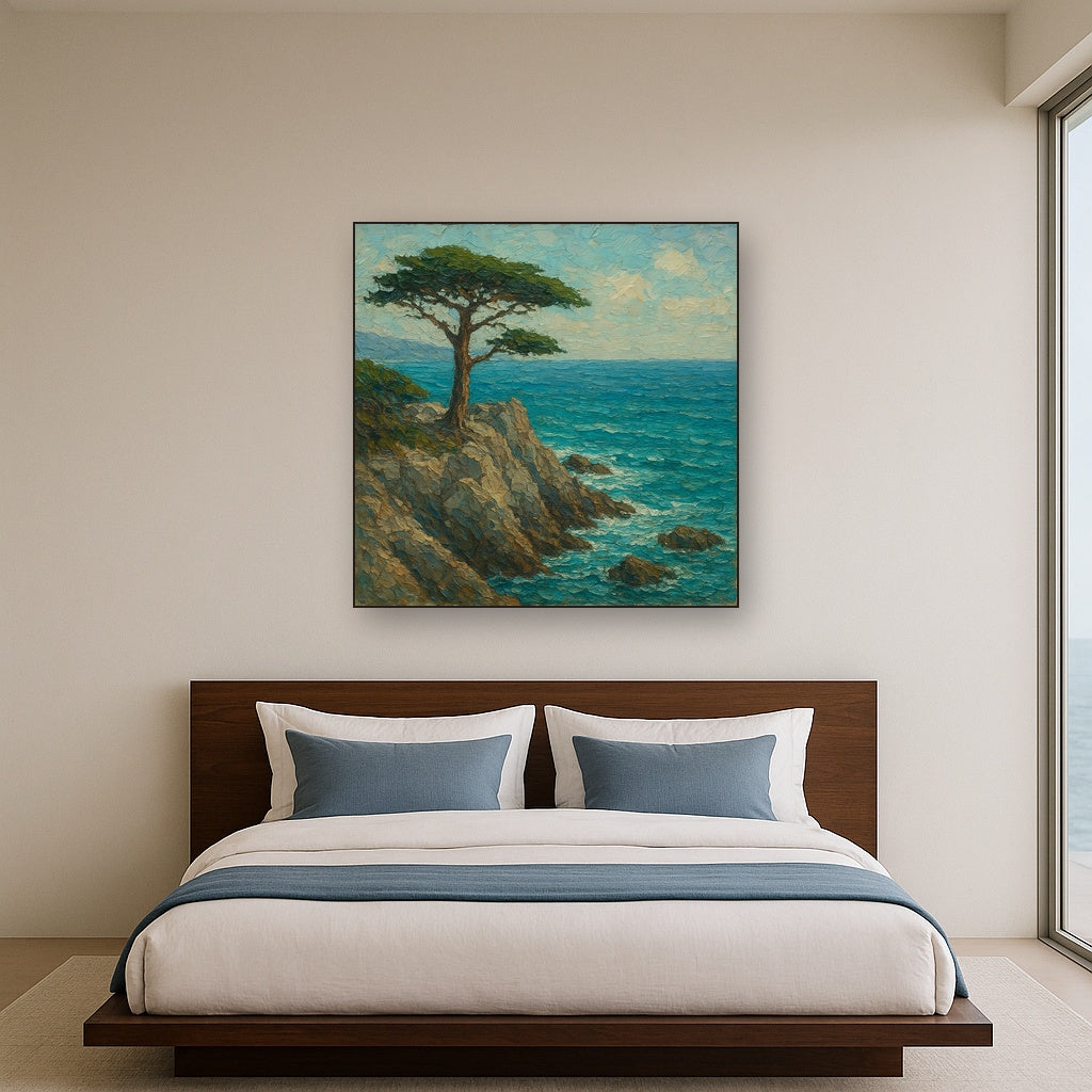 Carmel Coast Cypress Seascape Oil Painting - View 3