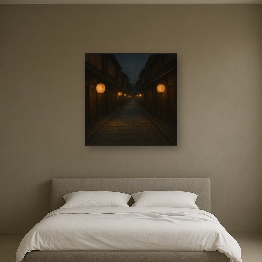Old Kyoto Gion Alley in Soft Lantern Light No. 18 Oil Painting - View 3