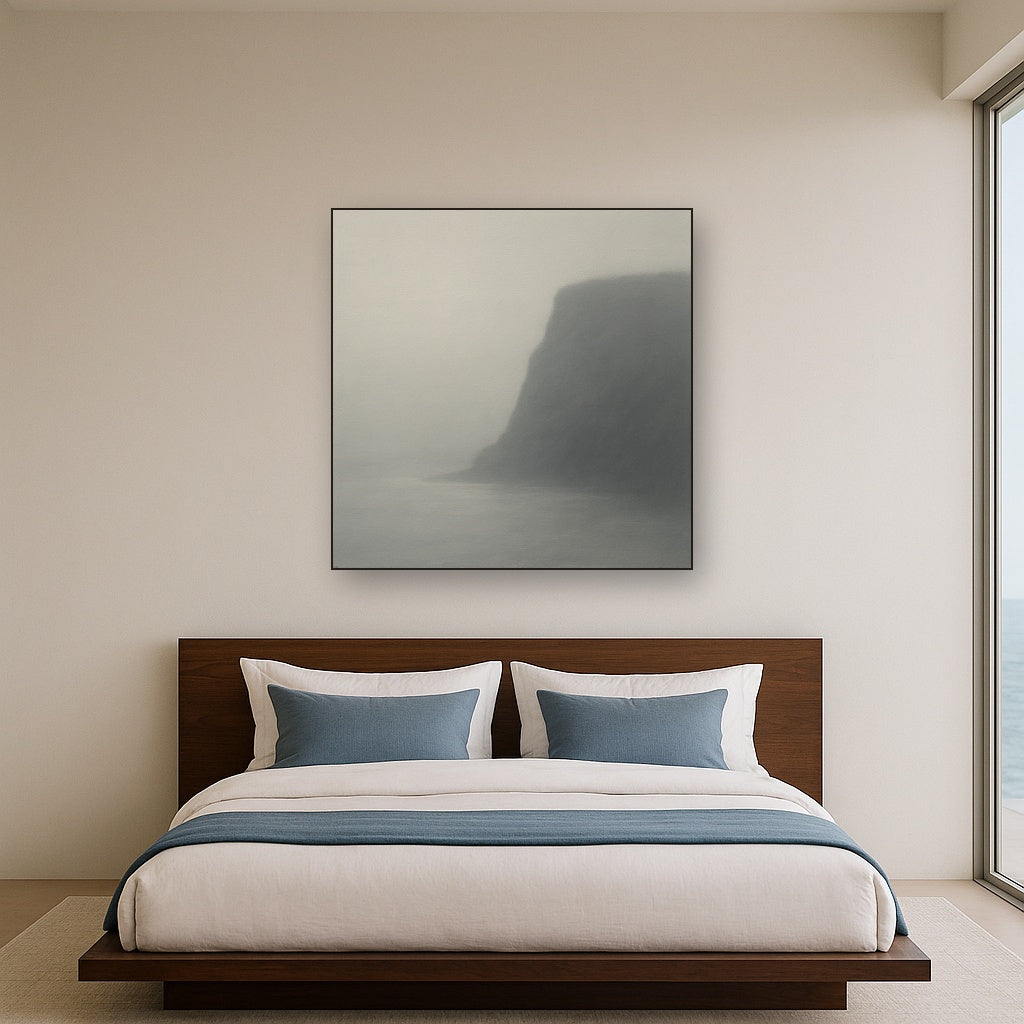 Solitary Headland in Fog No. 9 - Modern Fine Art Oil Painting - View 3