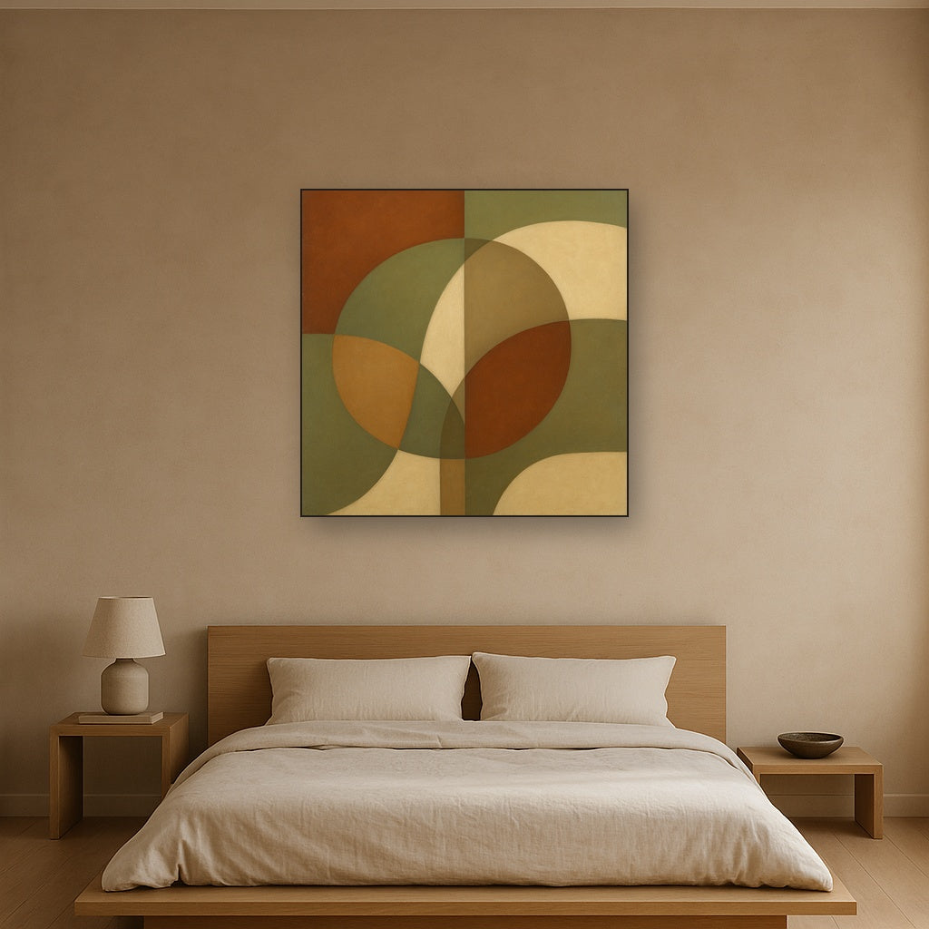 Intersecting Curved Forms in Olive & Rust No. 5 Oil Painting - View 3