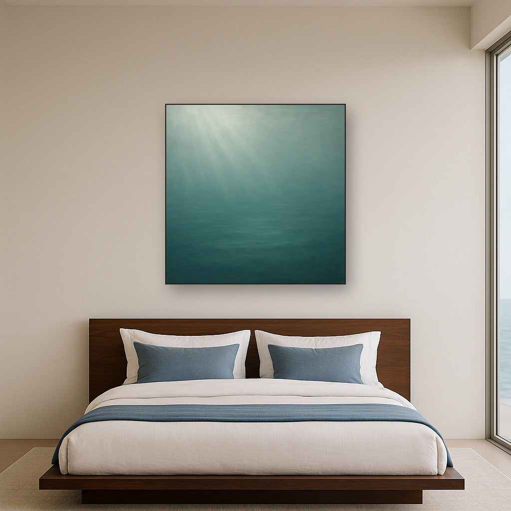 Minimalist Aquamarine Reef Void No. 10 - Modern Fine Art Oil Painting - View 3
