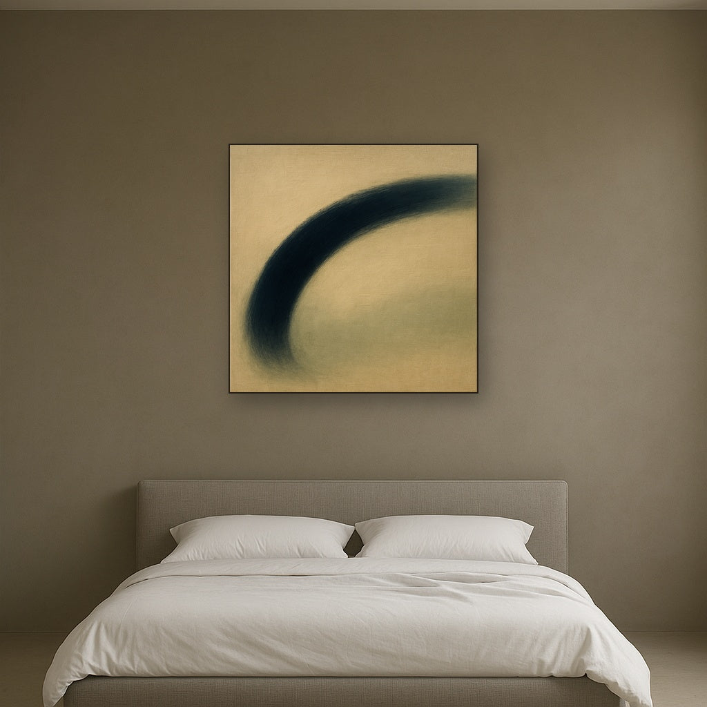 Navy Indigo & Warm Sand Sweep No. 2 - Modern Fine Art Oil Painting - View 3
