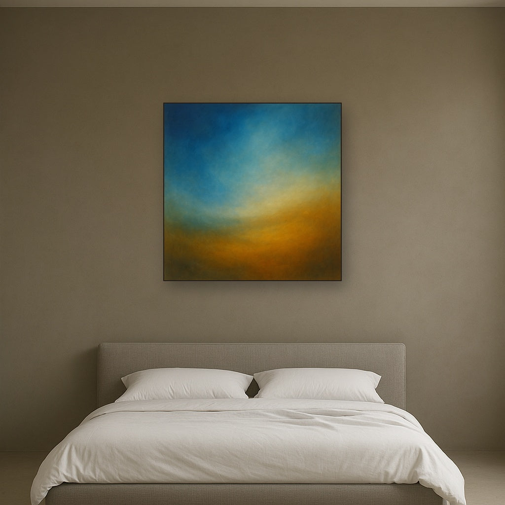 Celestial Azure & Warm Ochre Equilibrium No. 11 Oil Painting - View 3