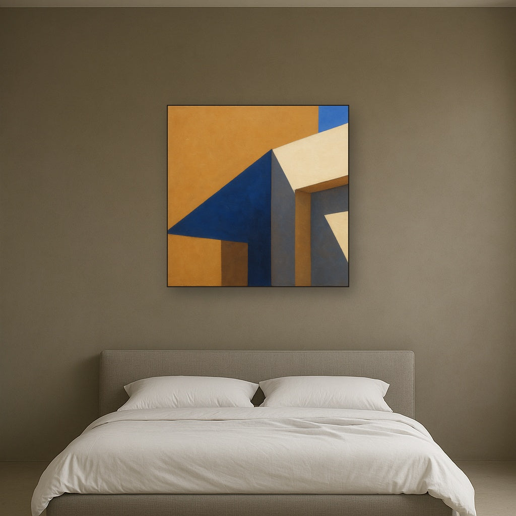 Sun & Shadow Architectural Facade Geometry No. 5 Fine Art Oil Painting - View 3
