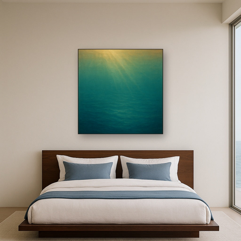 Minimalist Aquamarine Reef Void No. 10 - Modern Fine Art Oil Painting - View 3