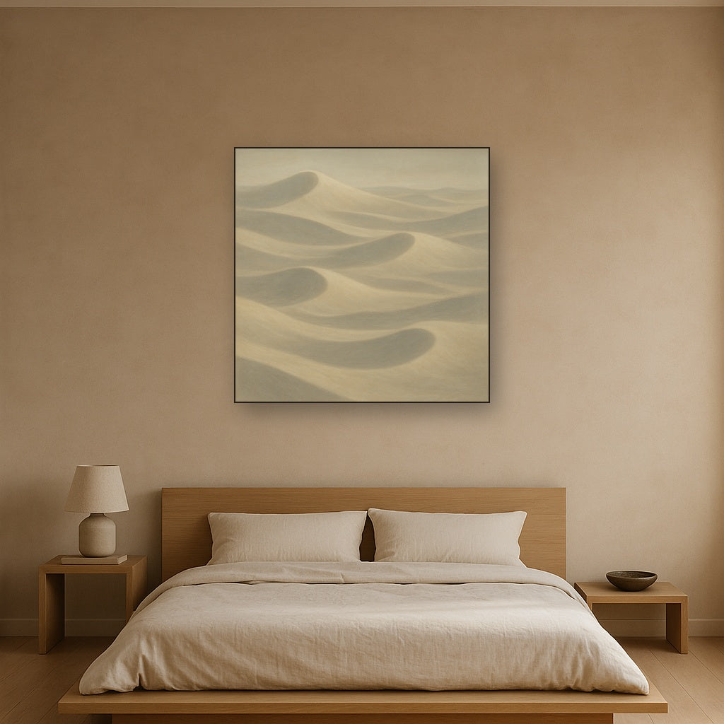 Monochrome Sand Dune Contours & Pale Slate No. 12 Oil Painting - View 3