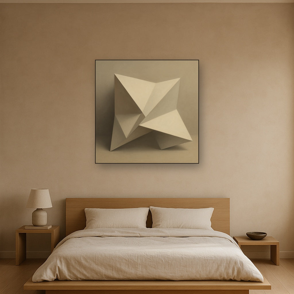 Folded Paper Geometry in Neutral Gradient Shadows No. 18 Oil Painting - View 3