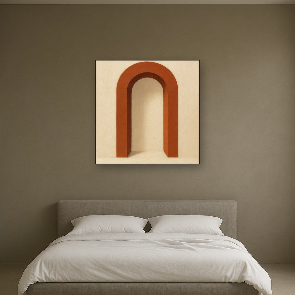 Terracotta Clay & Cream Arch No. 4 - Modern Fine Art Oil Painting - View 3