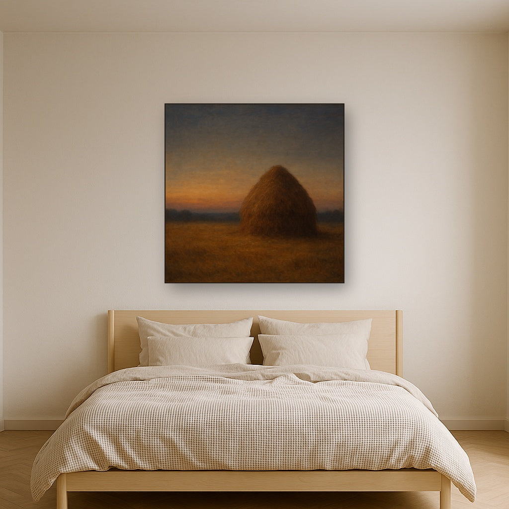 Dusk Horizon over Weathered Haystack No. 8 Oil Painting - View 3