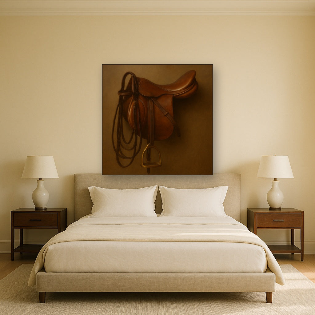 Vintage Bridle & Polished Leather Saddle No. 13 Oil Painting - View 3