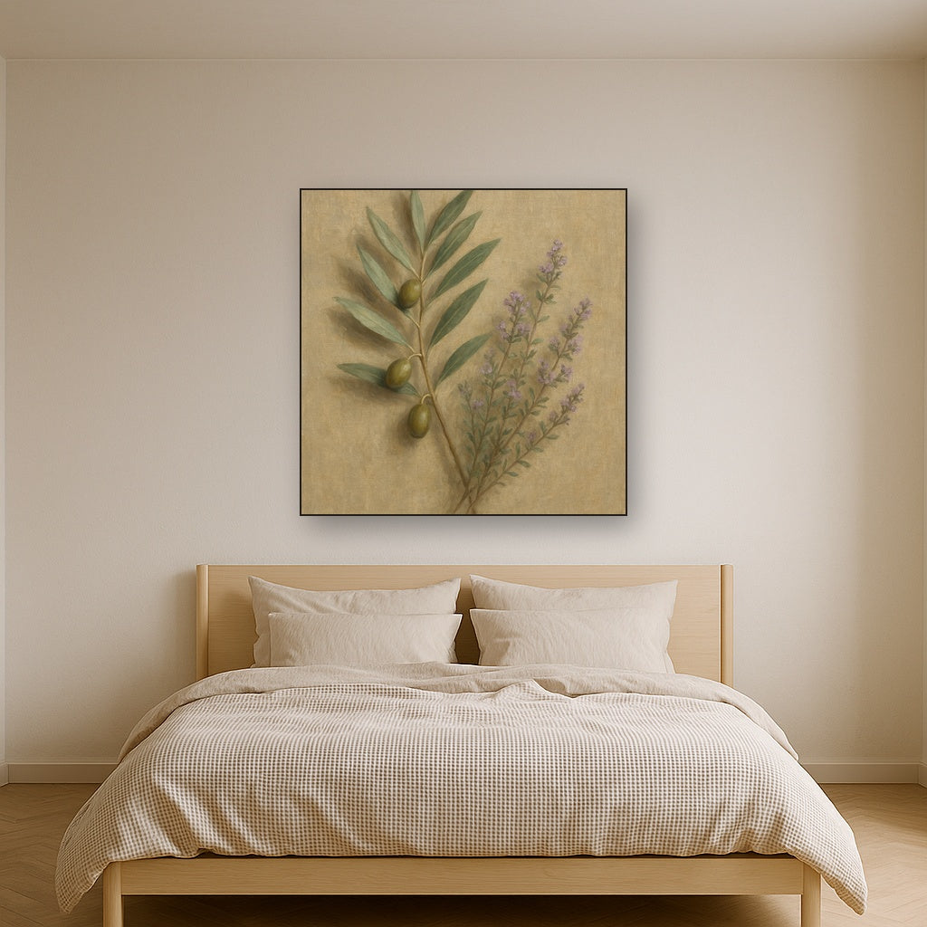Olive Branches & Wild Thyme Botanical Study No. 15 Fine Art Oil Painting - View 3