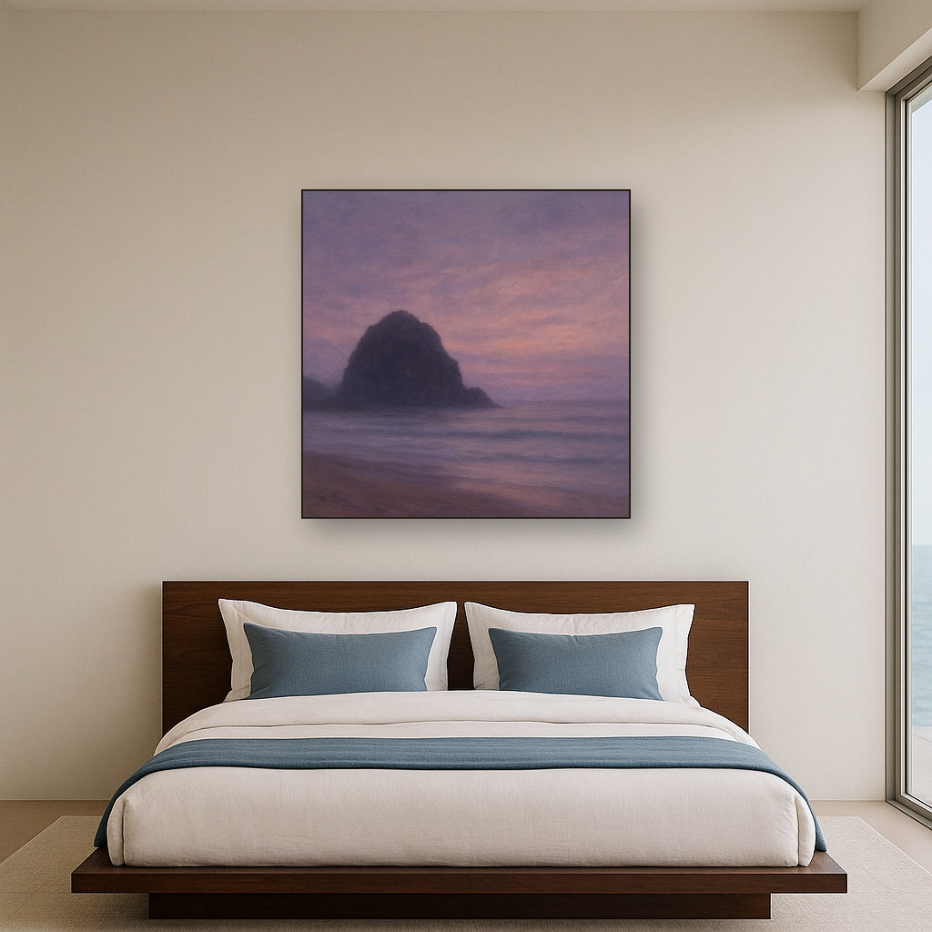 Dusky Twilight Seascape with Lavender Mist No. 9 Fine Art Oil Painting - View 3