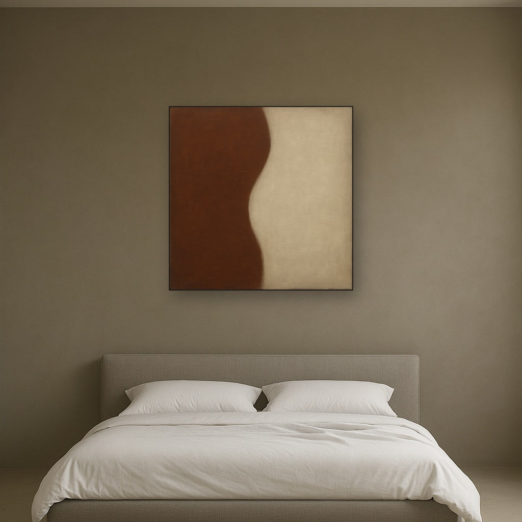 Burnt Umber & Greige Duet No. 7 - Modern Fine Art Oil Painting - View 3