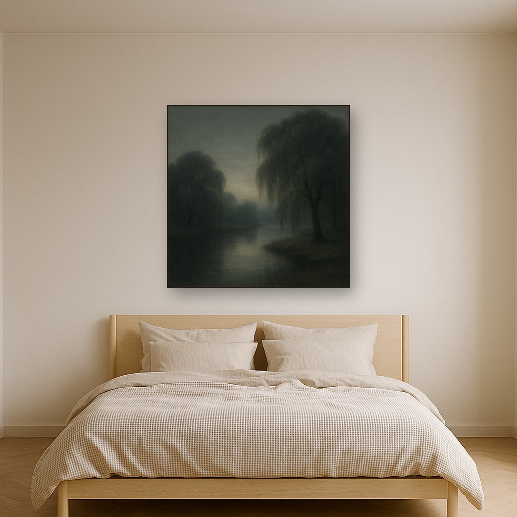 Tranquil Riverbank at Twilight Mist No. 6 Oil Painting - View 3