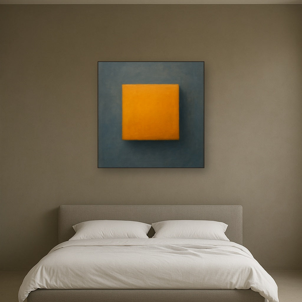 Cadmium Amber & Slate Grey Block No. 10 - Modern Fine Art Oil Painting - View 3