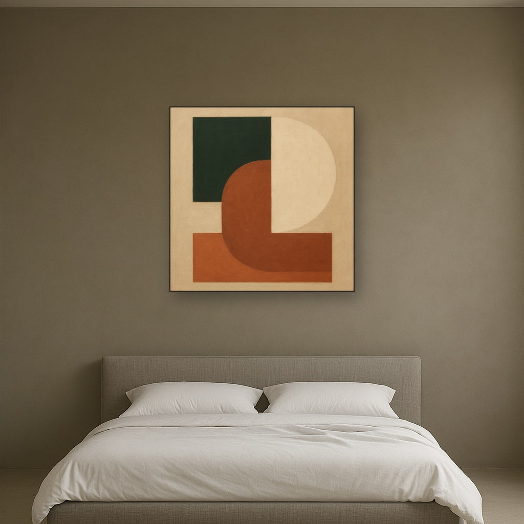 Forest Emerald & Chalk Interlock No. 6 - Modern Fine Art Oil Painting - View 3