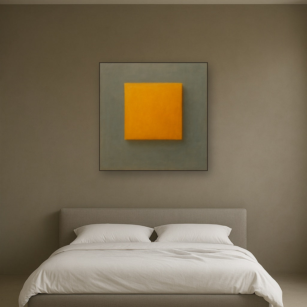 Cadmium Amber & Slate Grey Block No. 10 - Modern Fine Art Oil Painting - View 3