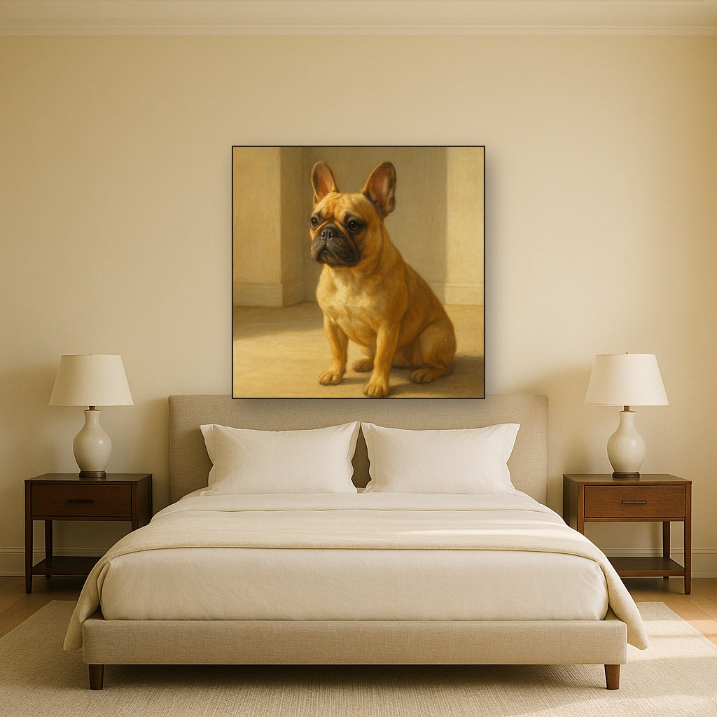 French Bulldog in Sunlit Minimalist Studio No. 7 Fine Art Oil Painting - View 3