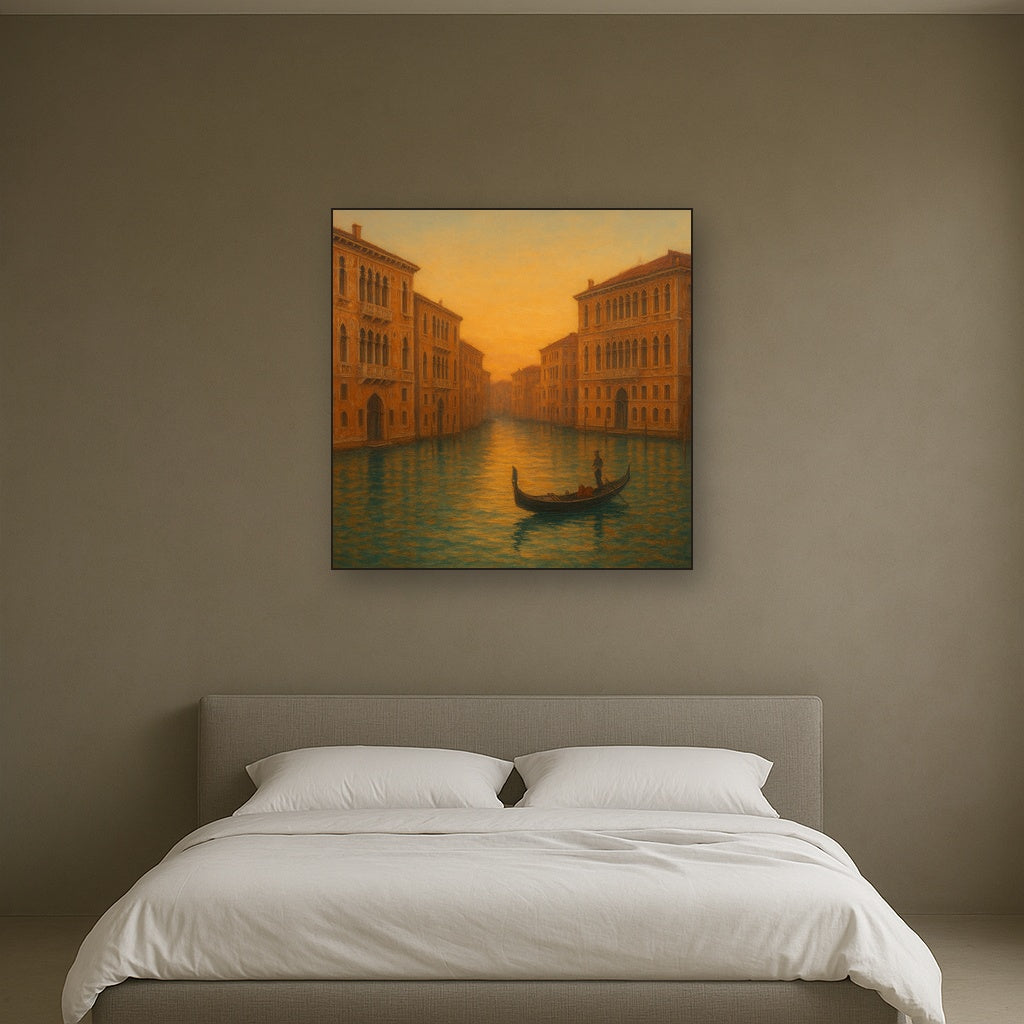 Venetian Canal Palaces at Golden Hour No. 5 Oil Painting - View 3