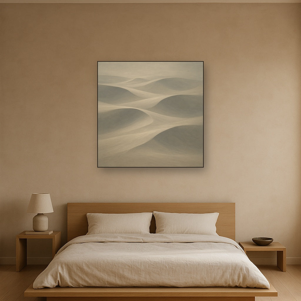 Monochrome Sand Dune Contours & Pale Slate No. 10 Oil Painting - View 3