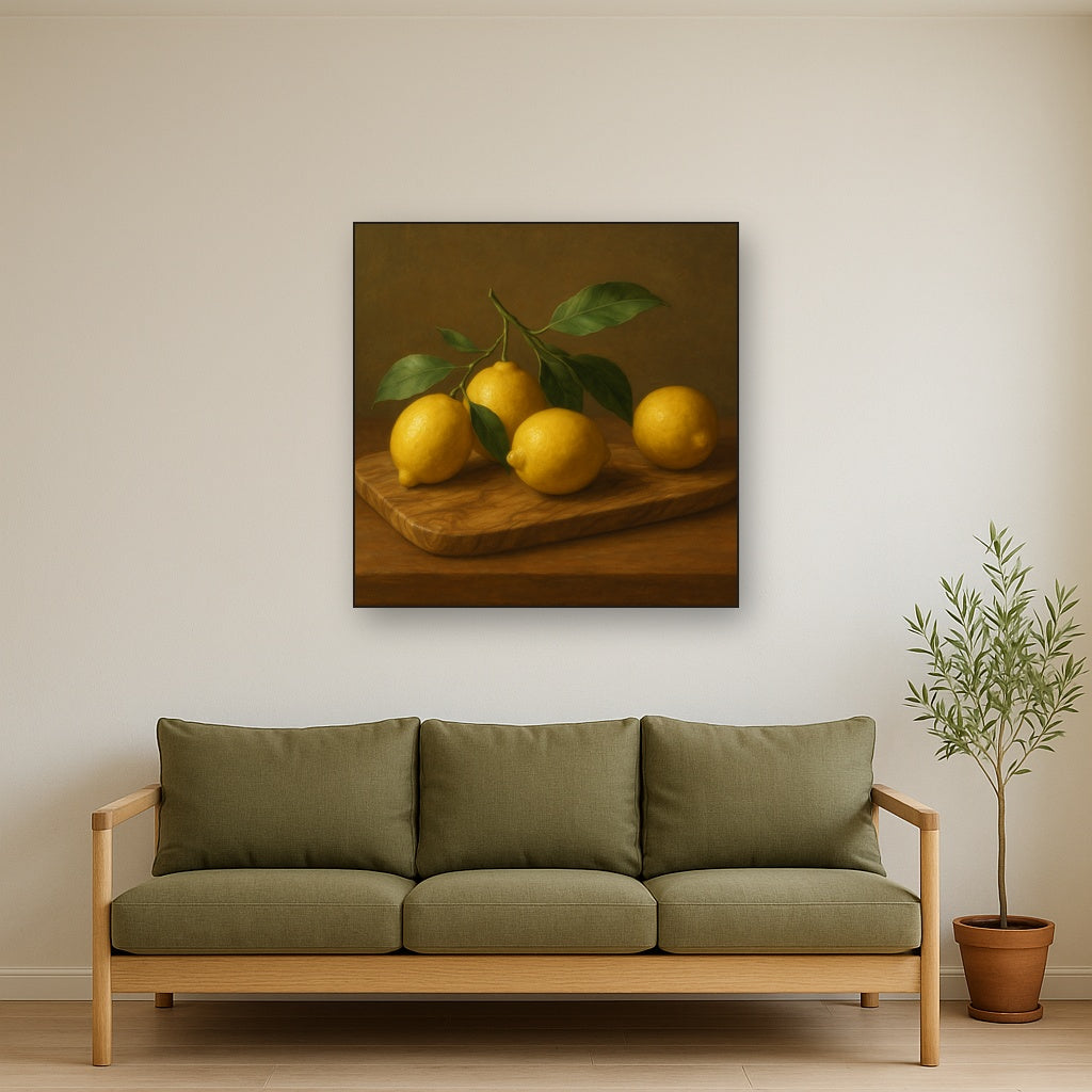 Meyer Lemons on Olive Wood Board No. 4 Oil Painting - View 3