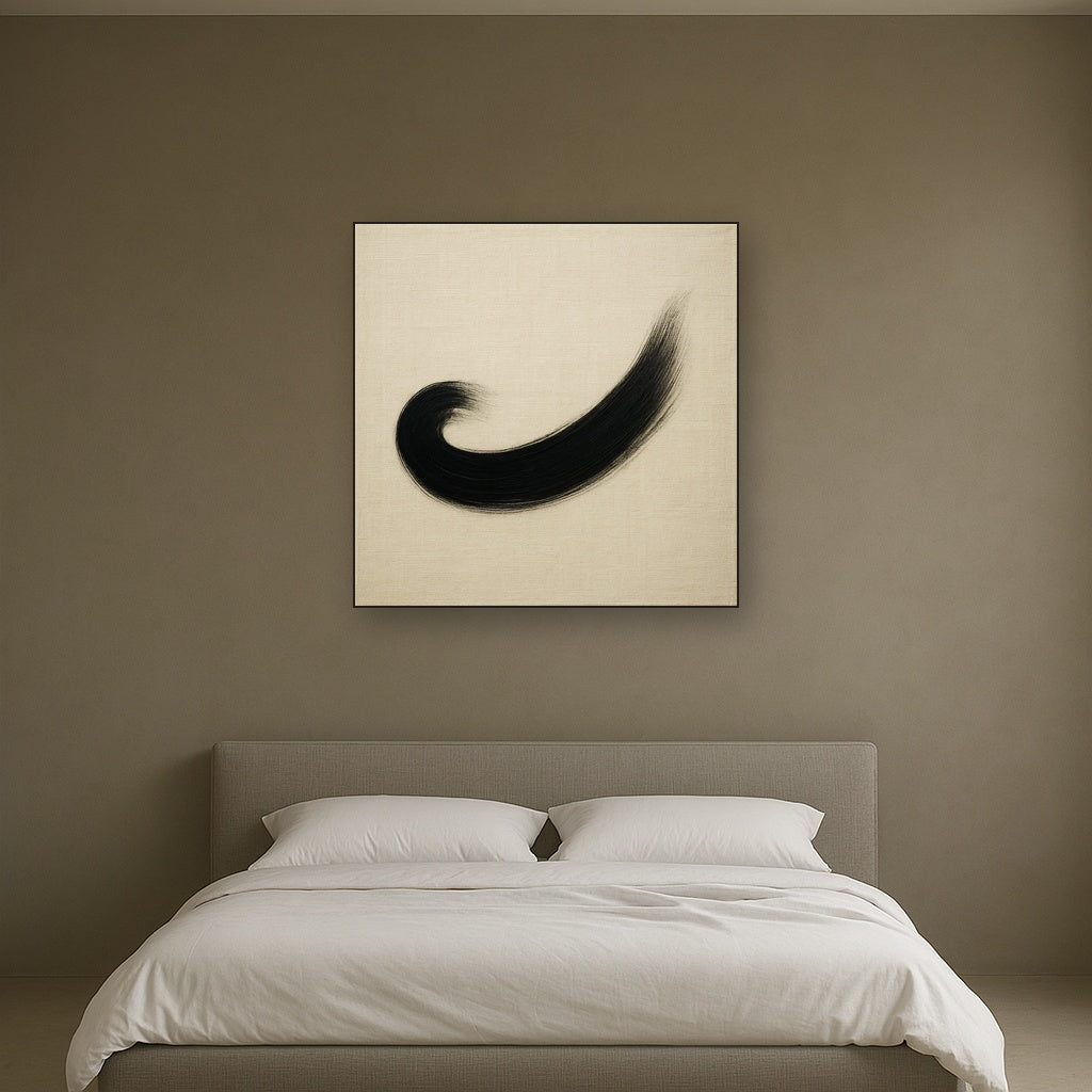 Monochrome Brushstroke Void No. 5 - Modern Fine Art Oil Painting - View 3