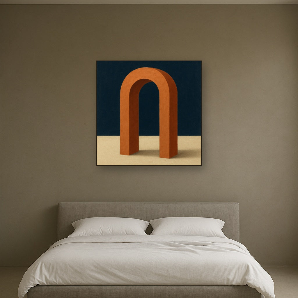 Terracotta Clay & Cream Arch No. 4 - Modern Fine Art Oil Painting - View 3