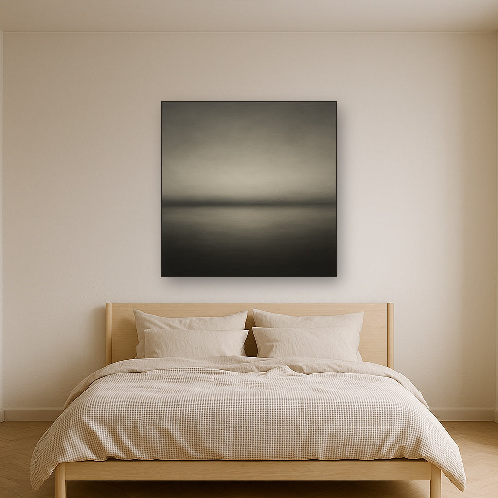 Monochrome Charcoal Drift & Soft Sfumato Horizon No. 23 Oil Painting - View 3