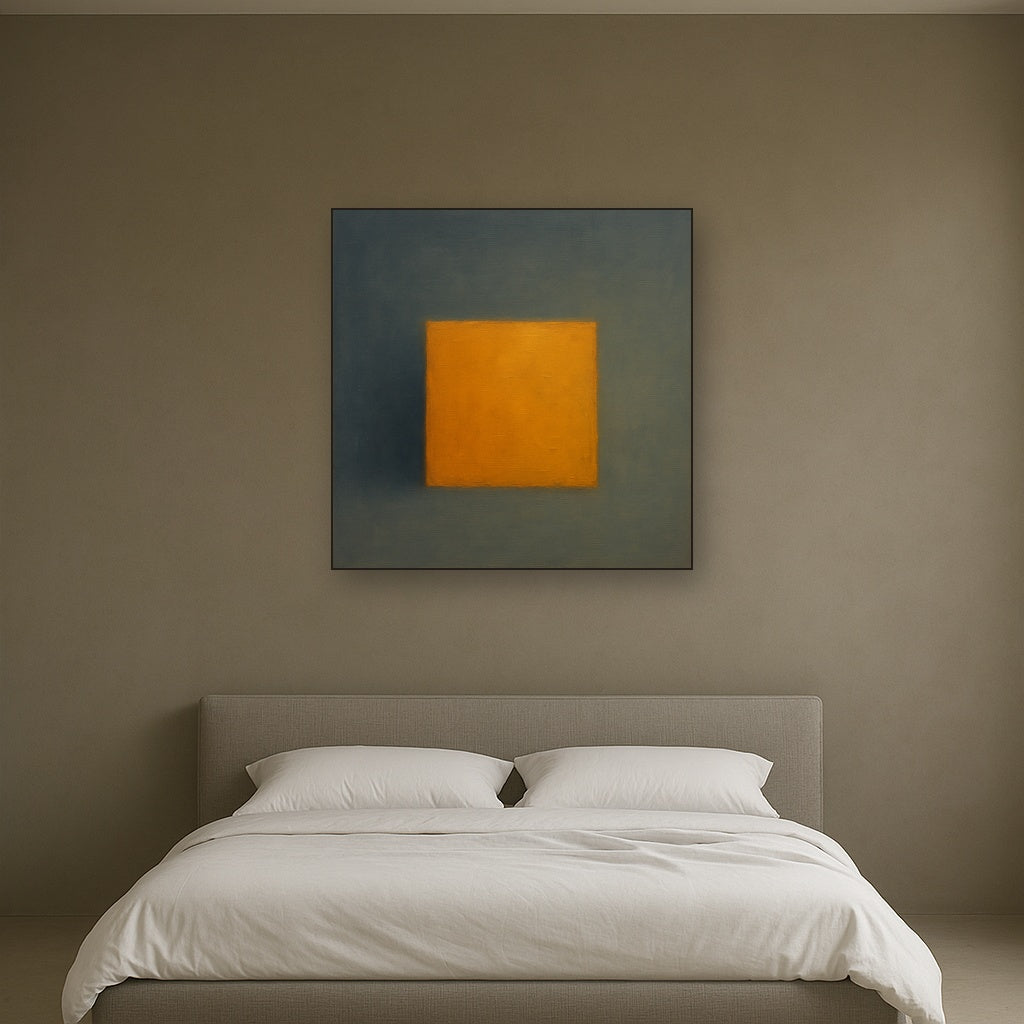 Cadmium Amber & Slate Grey Block No. 10 - Modern Fine Art Oil Painting - View 3