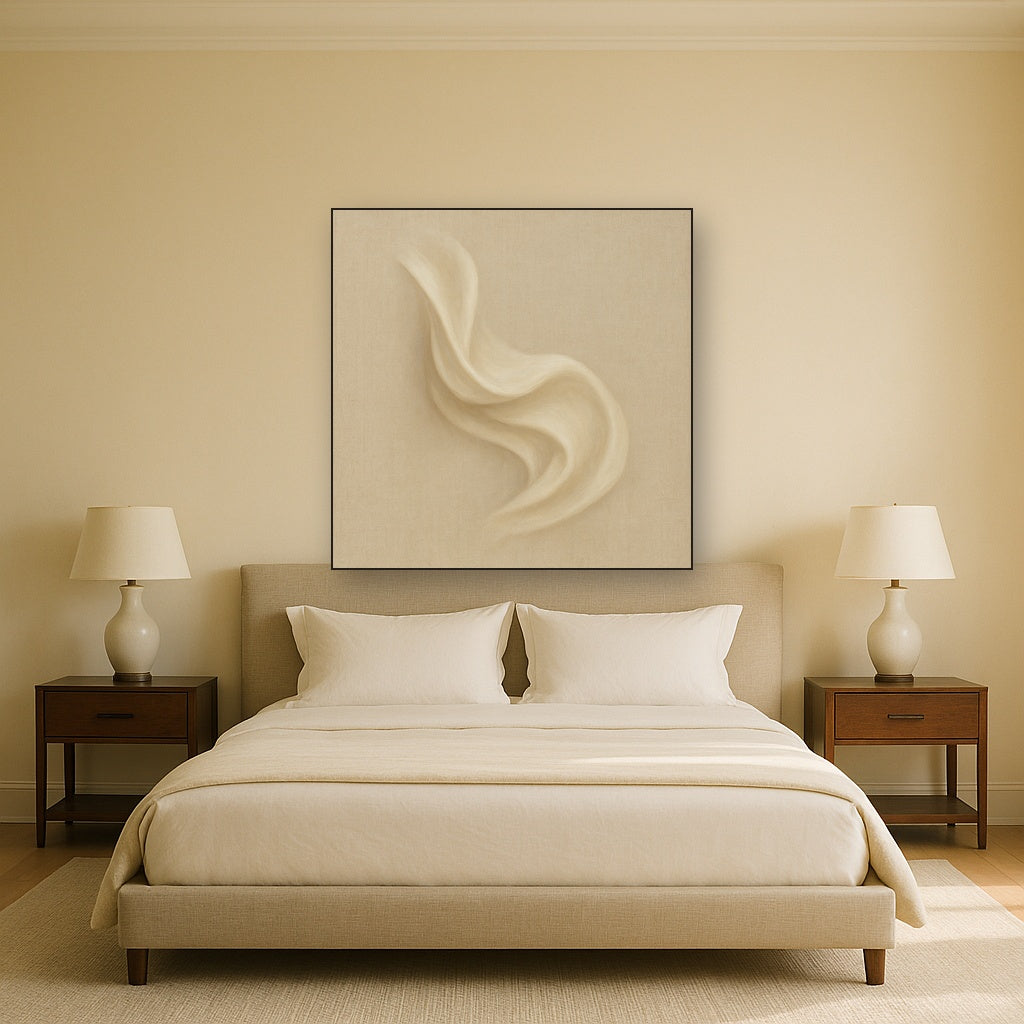 Alabaster Linen Texture Fold No. 4 - Modern Fine Art Oil Painting - View 3