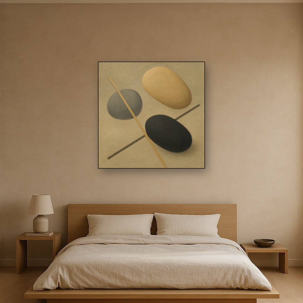 Organic Pebble Contours & Slanted Lines No. 11 Oil Painting - View 3