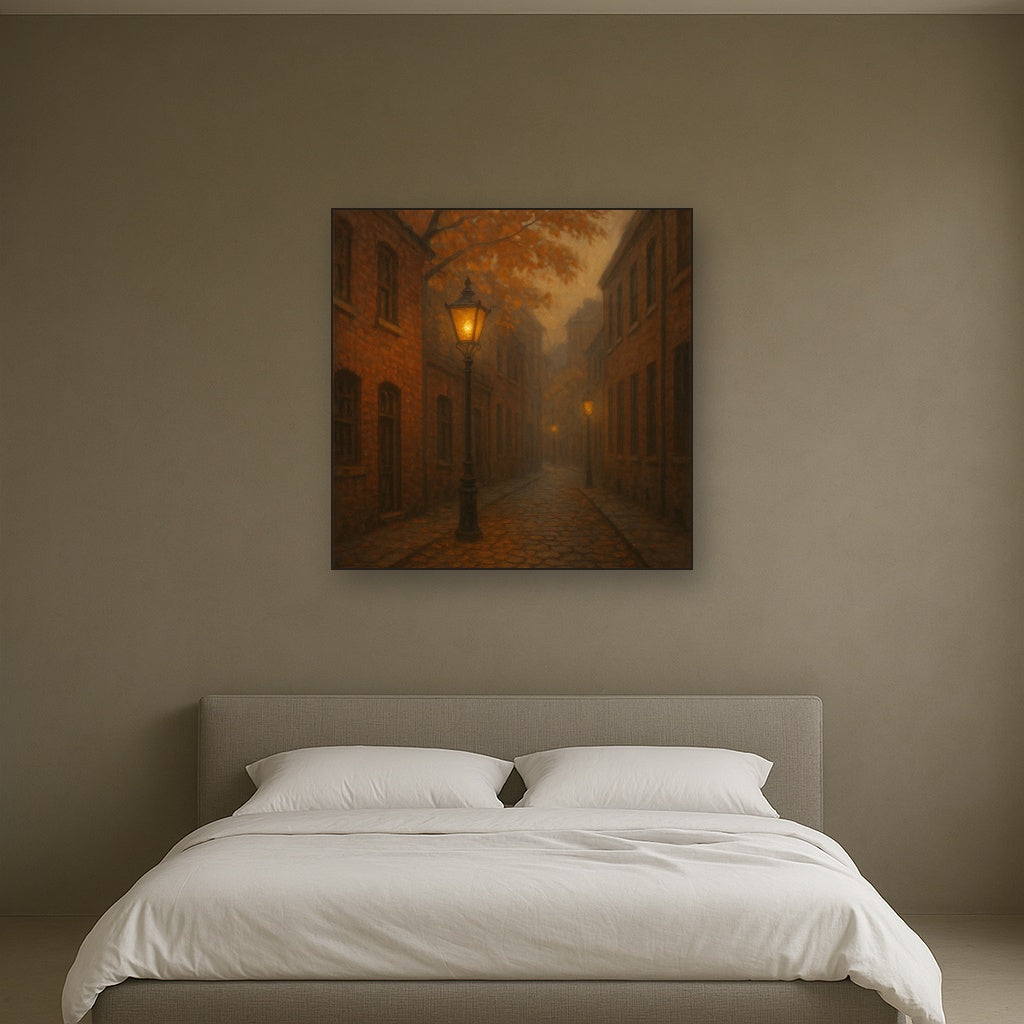 London Gaslamp Alley in Autumn Dusk No. 30 Oil Painting - View 3