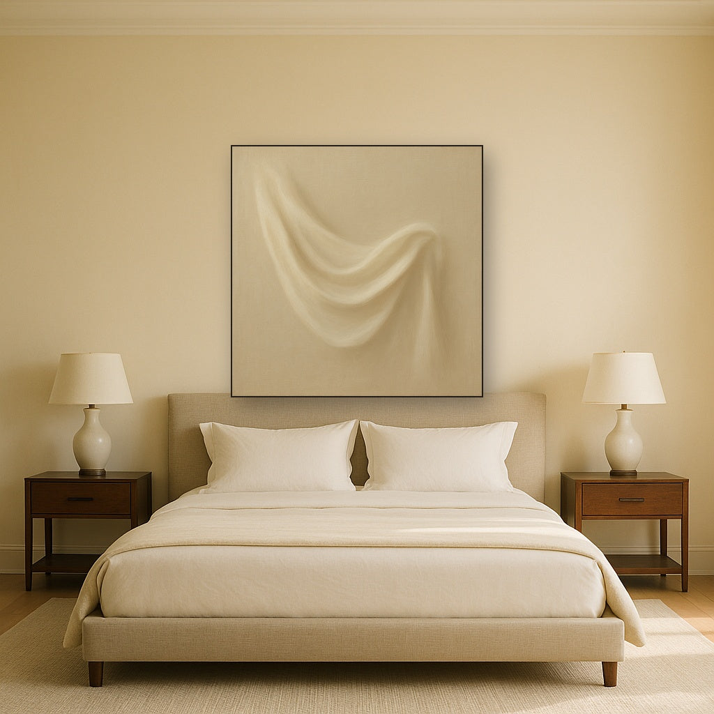 Alabaster Linen Texture Fold No. 4 - Modern Fine Art Oil Painting - View 3