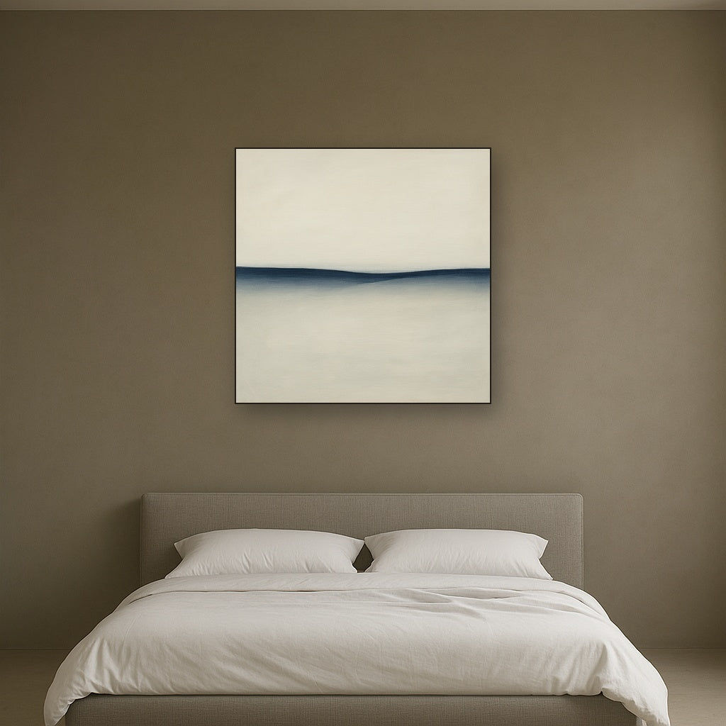 Minimalist Continuous Line Horizon in Deep Indigo No. 5 Fine Art Oil Painting - View 3
