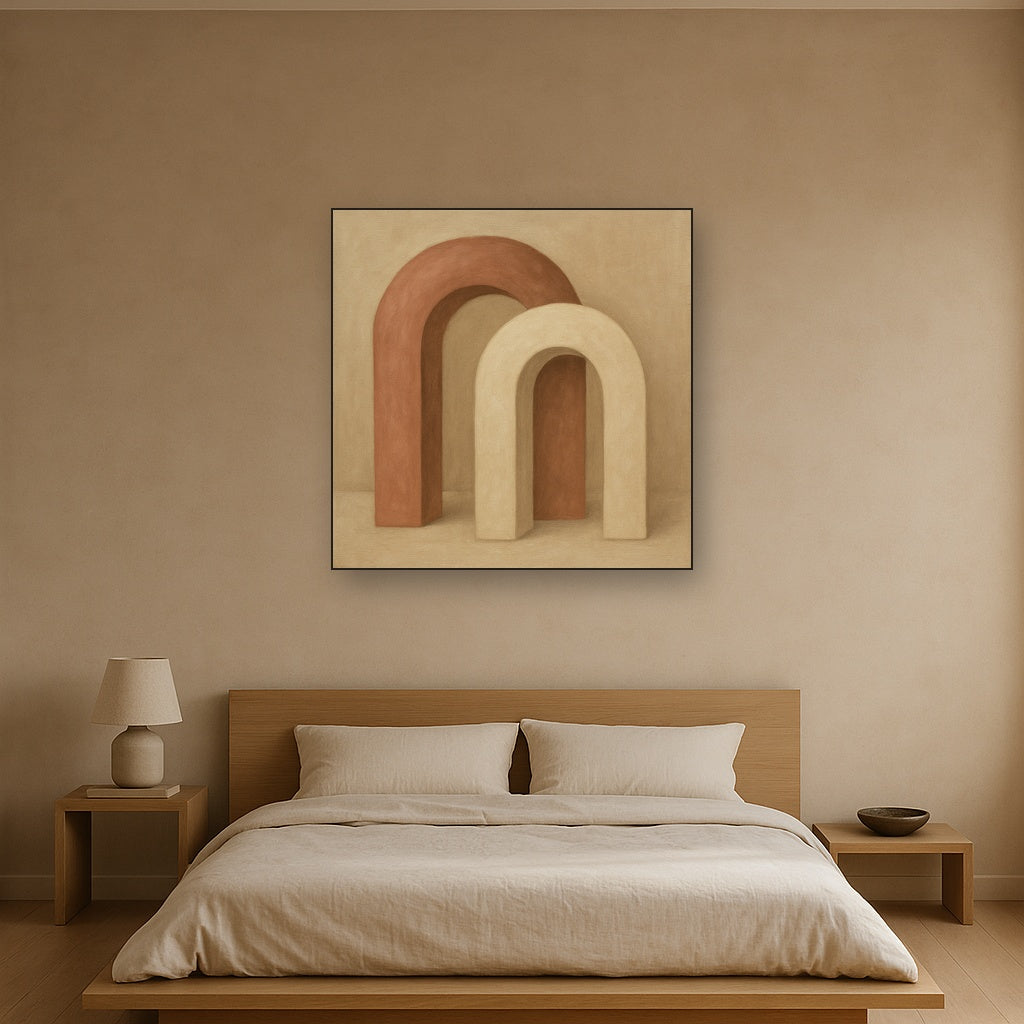 Minimalist Japandi Archways No. 10 - Modern Fine Art Oil Painting - View 3