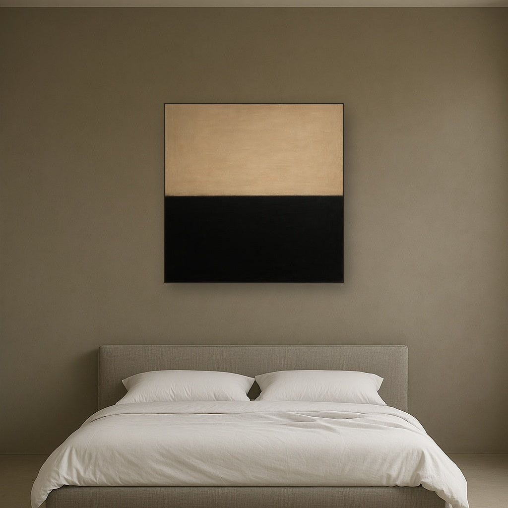Onyx & Warm Biscuit Horizon No. 9 - Modern Fine Art Oil Painting - View 3
