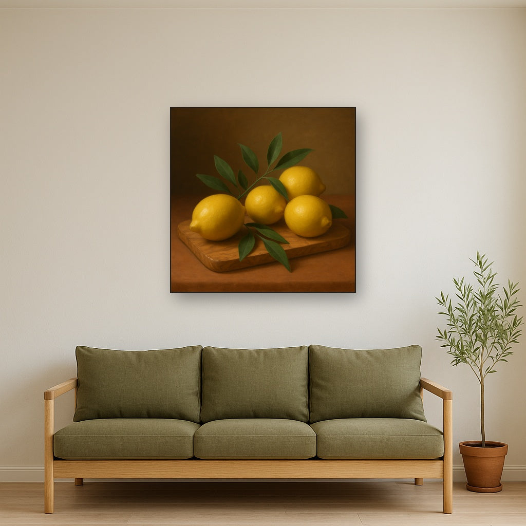 Meyer Lemons on Olive Wood Board No. 9 Oil Painting - View 3
