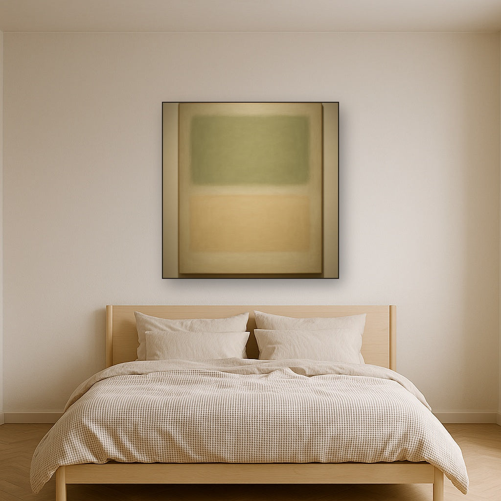Sage Olive & Pale Sandstone Minimalist Harmony No. 10 Oil Painting - View 3