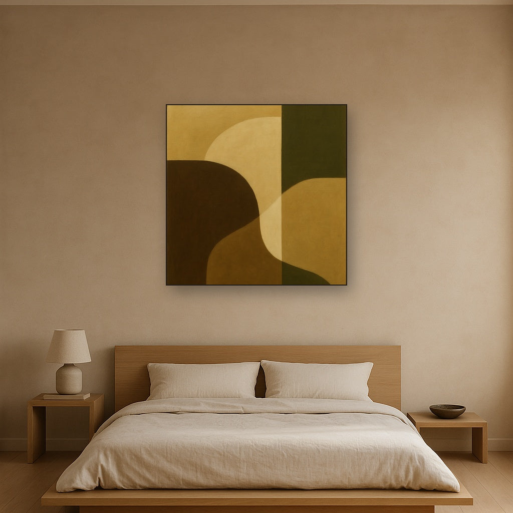 Minimalist Asymmetrical Balance in Raw Umber No. 6 Oil Painting - View 3