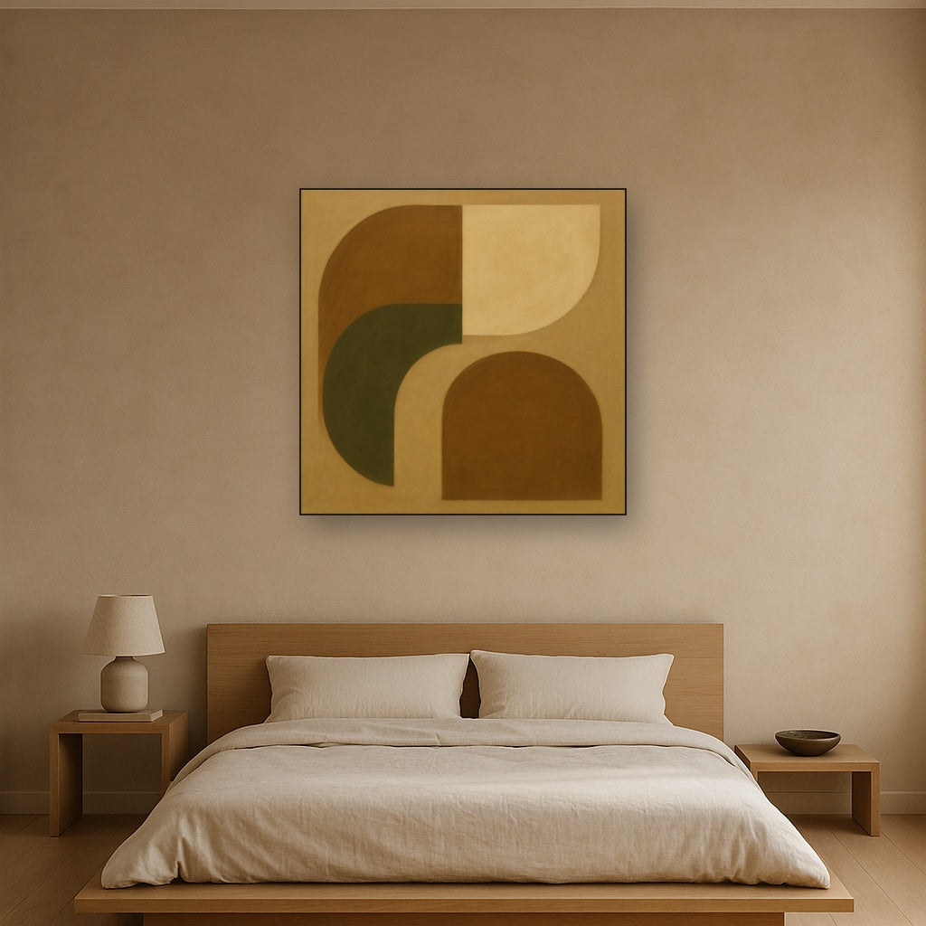 Minimalist Asymmetrical Balance in Raw Umber No. 8 Oil Painting - View 3