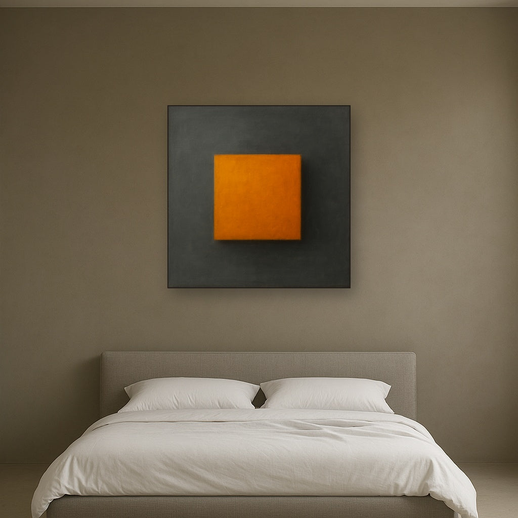Cadmium Amber & Slate Grey Block No. 10 - Modern Fine Art Oil Painting - View 3