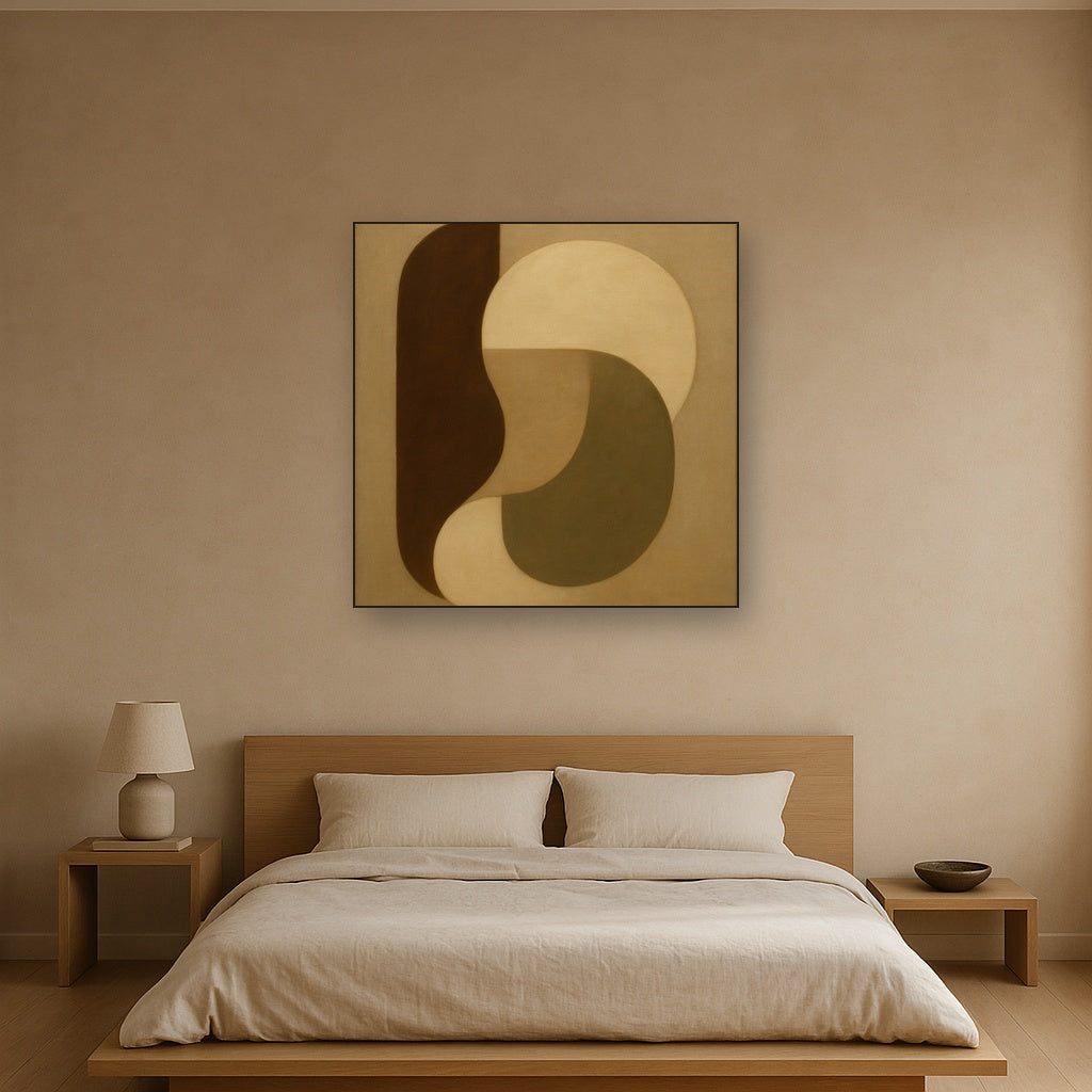 Minimalist Asymmetrical Balance in Raw Umber No. 19 Oil Painting - View 3
