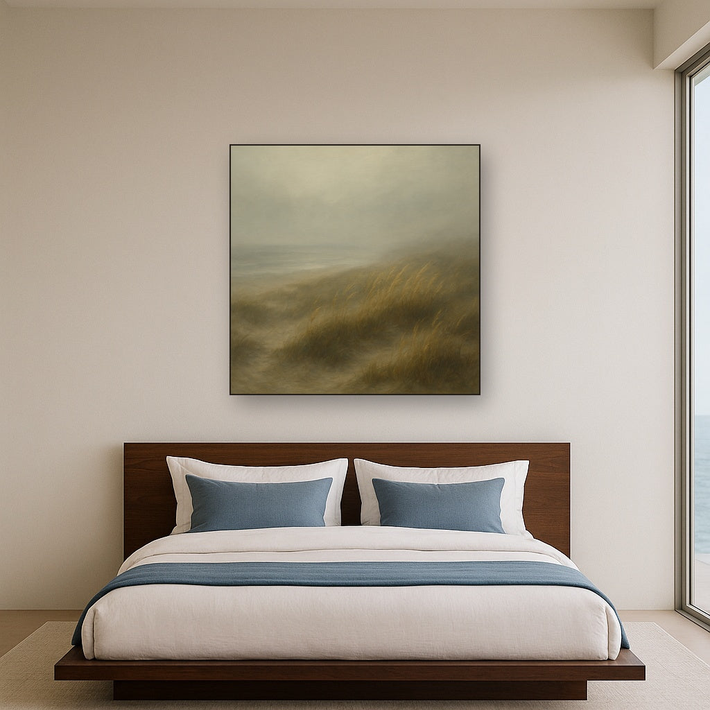 Ethereal Coastal Sea Fog over Silent Dunes No. 4 Fine Art Oil Painting - View 3
