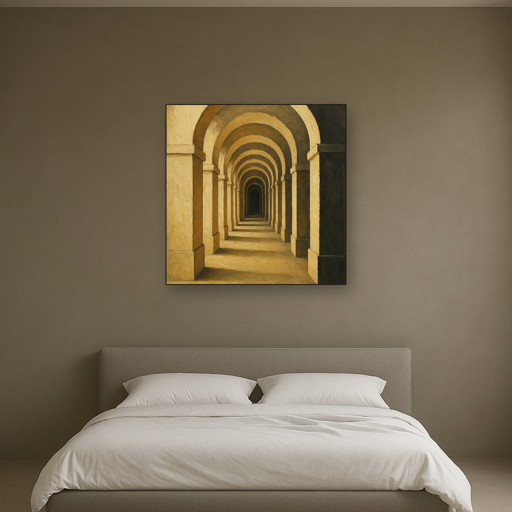 Bauhaus Archway in Neutral Tones Oil Painting - View 3