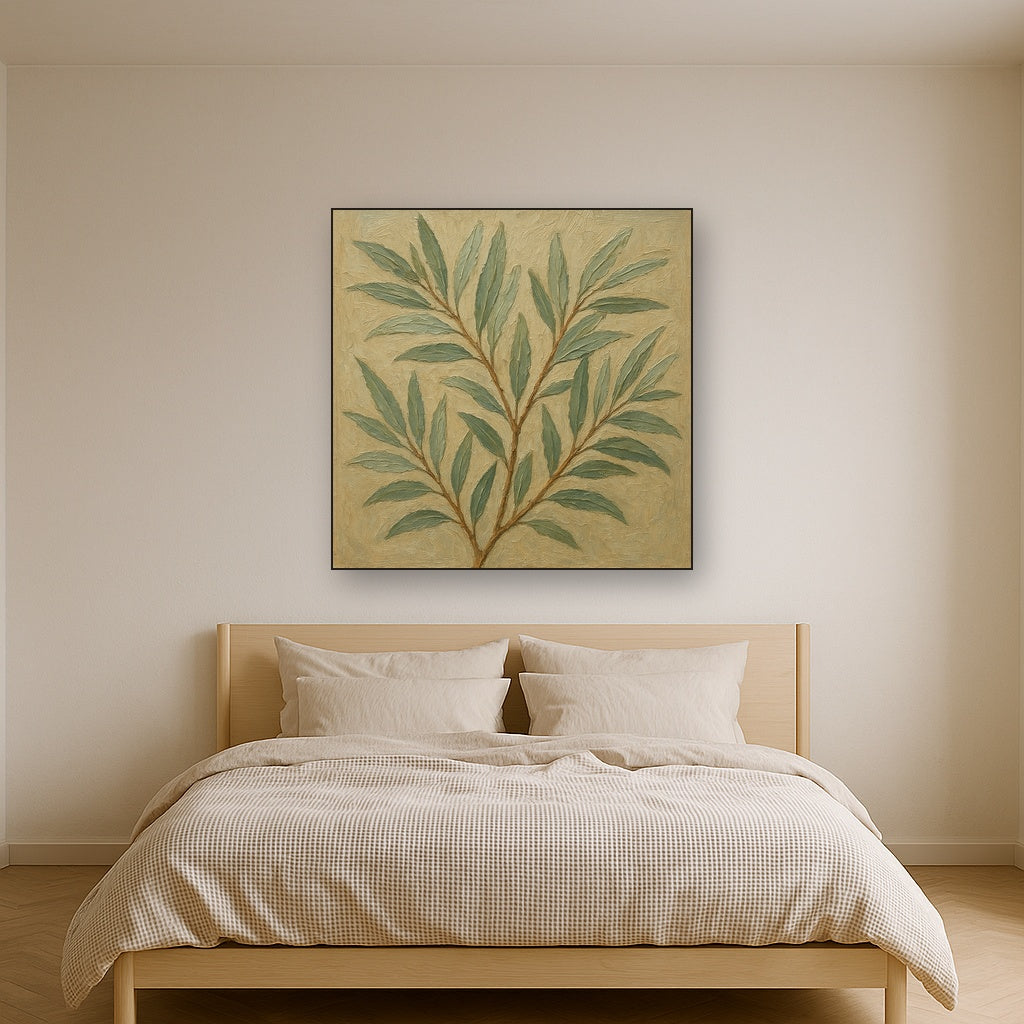 Nordic Willow Foliage Botanical Oil Painting - View 3