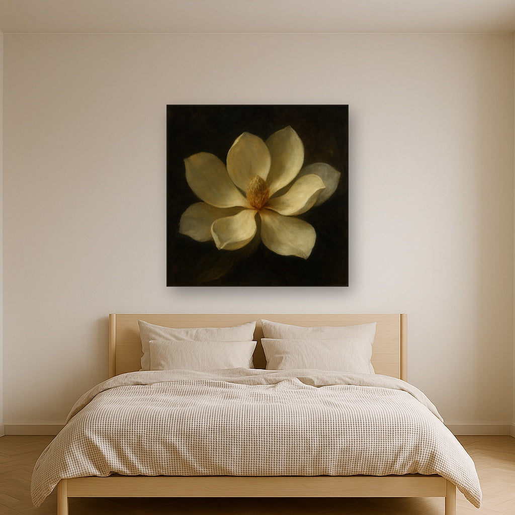 Magnolia Blossom in Quiet Chiaroscuro No. 6 Fine Art Oil Painting - View 3
