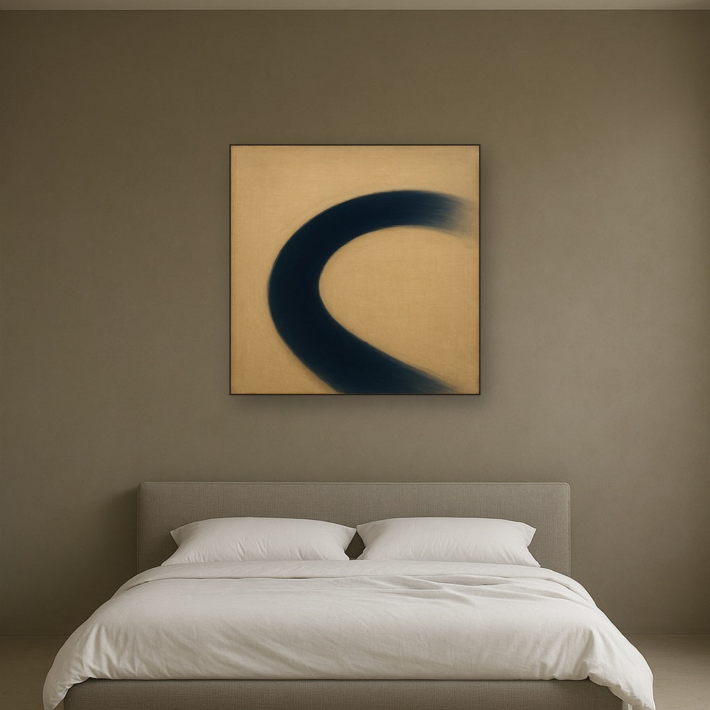 Navy Indigo & Warm Sand Sweep No. 2 - Modern Fine Art Oil Painting - View 3