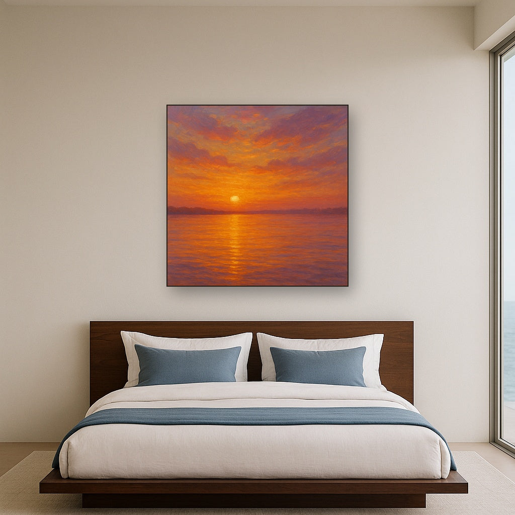 Sunset Glow on Warm Tidal Basin Waters No. 5 Fine Art Oil Painting - View 3
